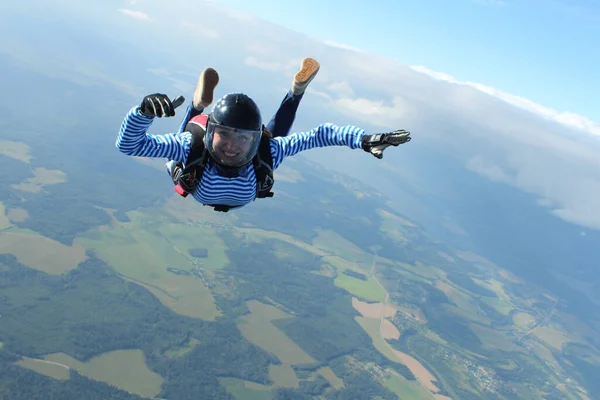 Skydiving Uma Militar Está Voando Céu — Fotografia de Stock