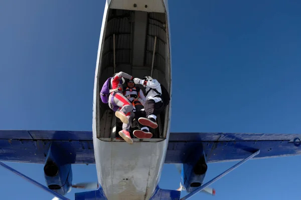 Skydiving Mergulhadores Estão Saltar Avião — Fotografia de Stock