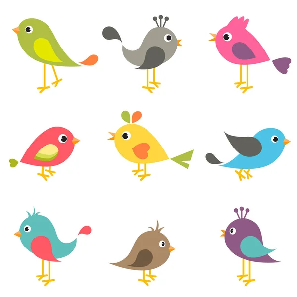 Conjunto de aves coloridas — Vector de stock