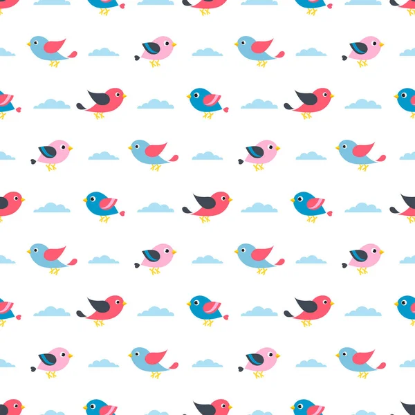 Modèle avec des oiseaux et des nuages — Image vectorielle