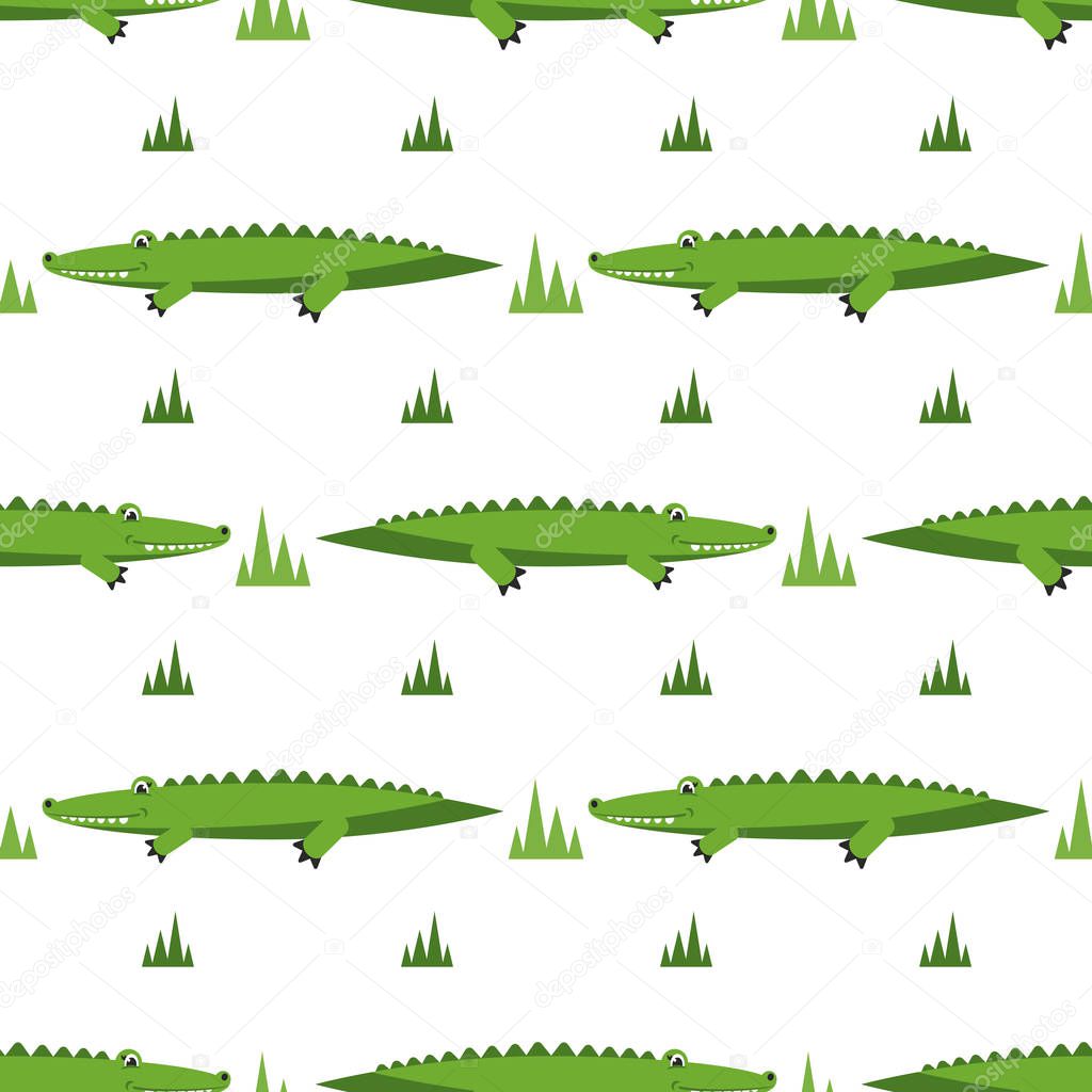 Seamless pattern with crocodiles