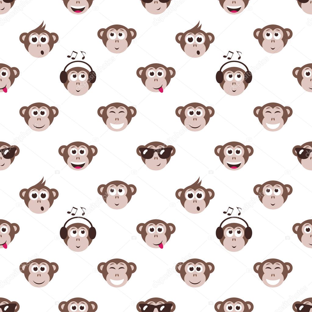 seamless pattern with monkey faces