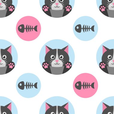 Kedi ve balık kemik ile Seamless modeli