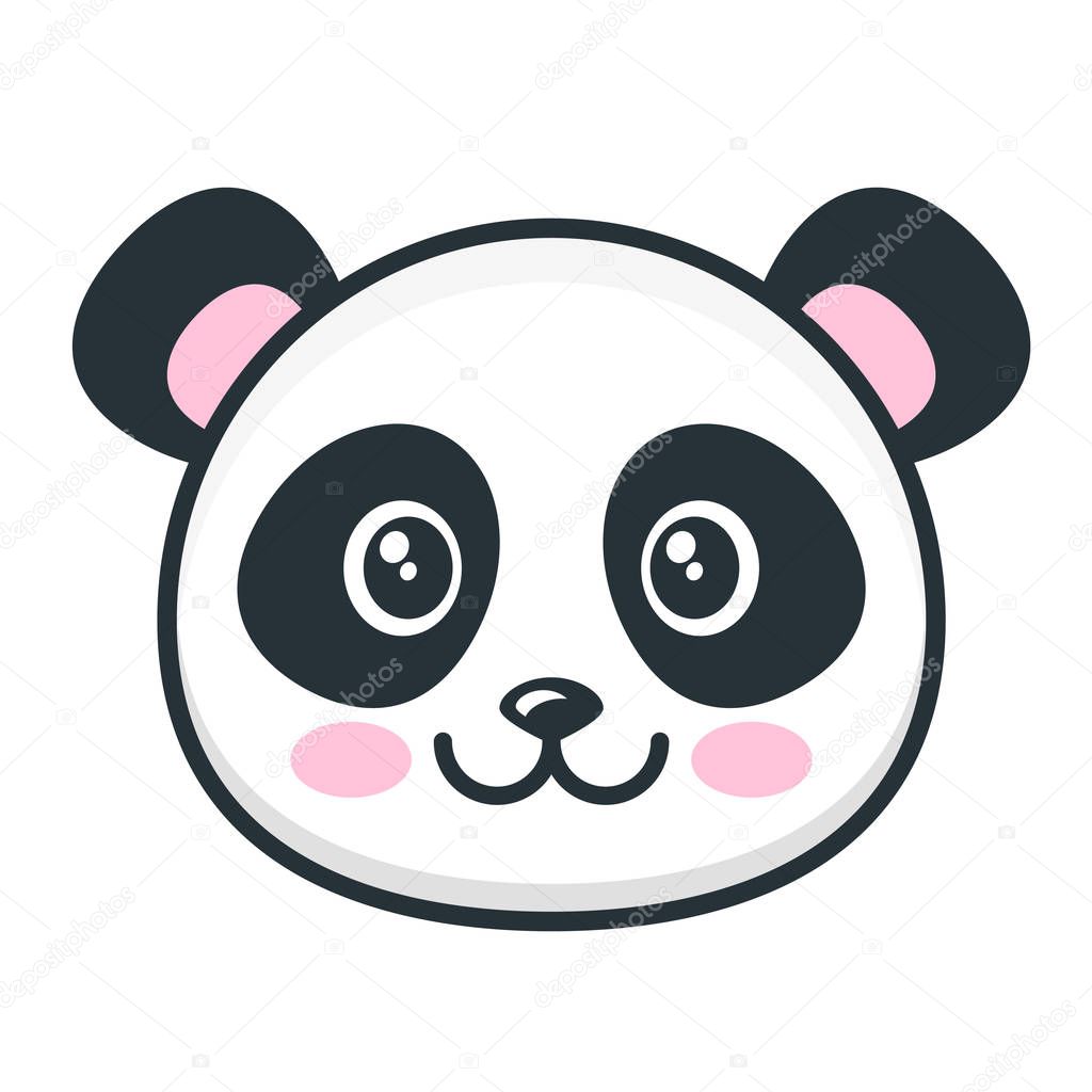 Cute panda face isolated on white background