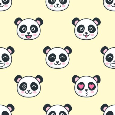 Sevimli panda yüzleri ile Seamless modeli