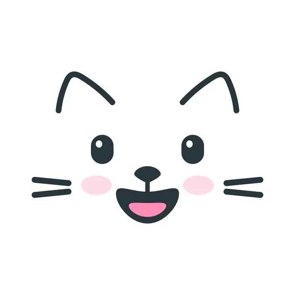 Icône de visage de chat heureux mignon sur fond blanc — Image vectorielle