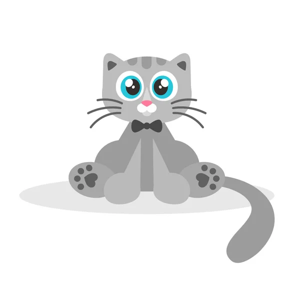 Illustration der niedlichen grauen Katze isoliert auf weiß — Stockvektor