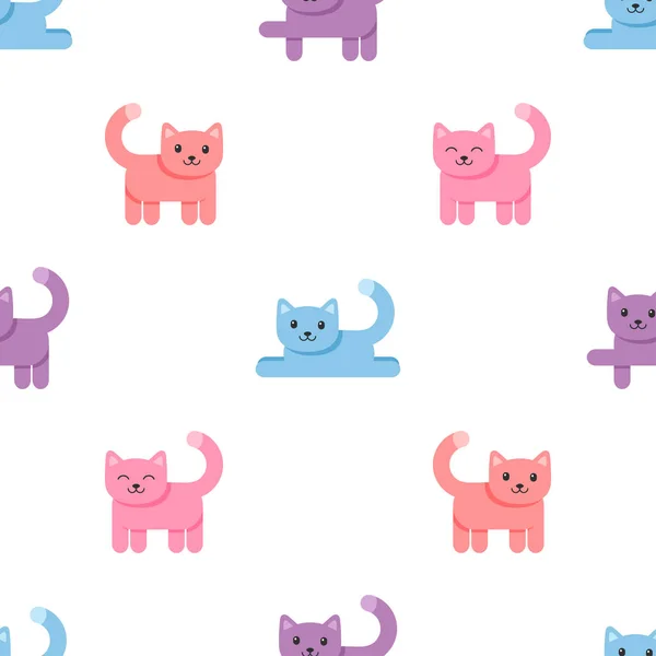Muster mit bunten Katzen auf weißem Hintergrund — Stockvektor