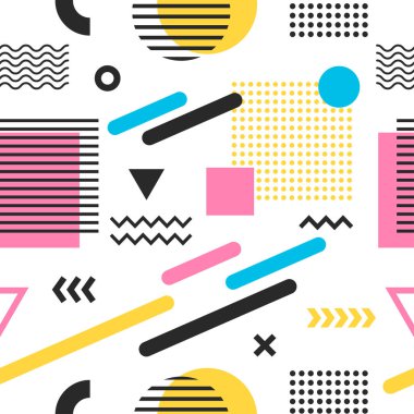 Dikişsiz trendy renkli soyut desen geometrik şekillerle