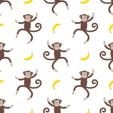 Komik maymun ve muz ile desen