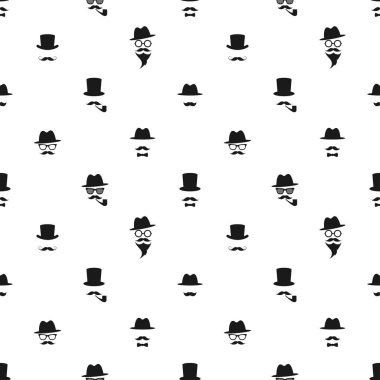 Siyah beyefendi portre simgeleri ile Seamless Modeli