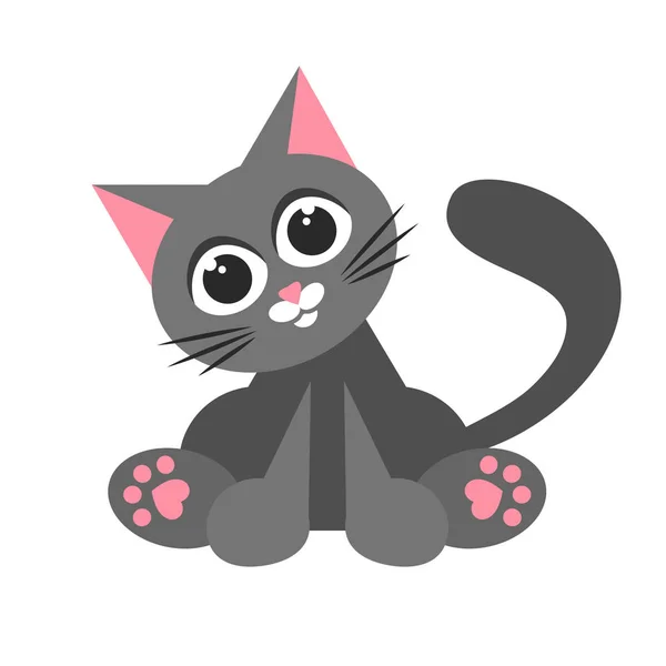 Cute cartoon Cat sticker isolated on white — Stock Vector