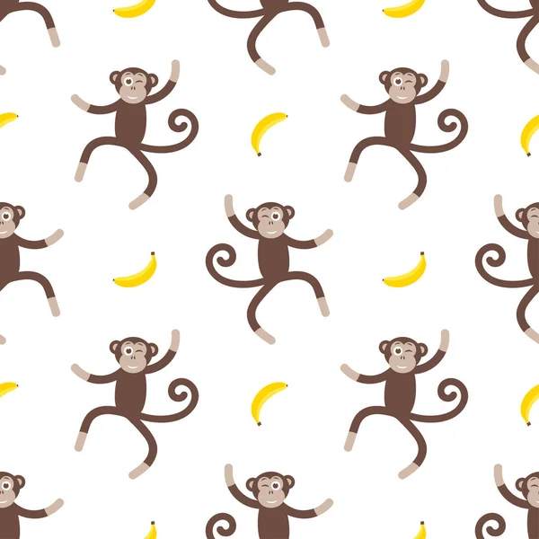 Pattern with funny monkey and banana — стоковый вектор