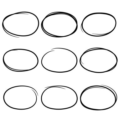 Siyah ve çizilmiş karalama çemberleri. Marker elemanları