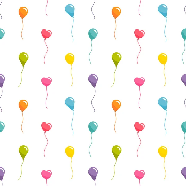 Naadloos patroon met kleurrijke ballonnen op witte achtergrond — Stockvector