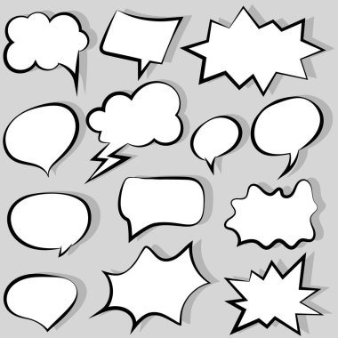 Komik tarzı konuşma kabarcıkları koleksiyonu vektör illüstrasyon