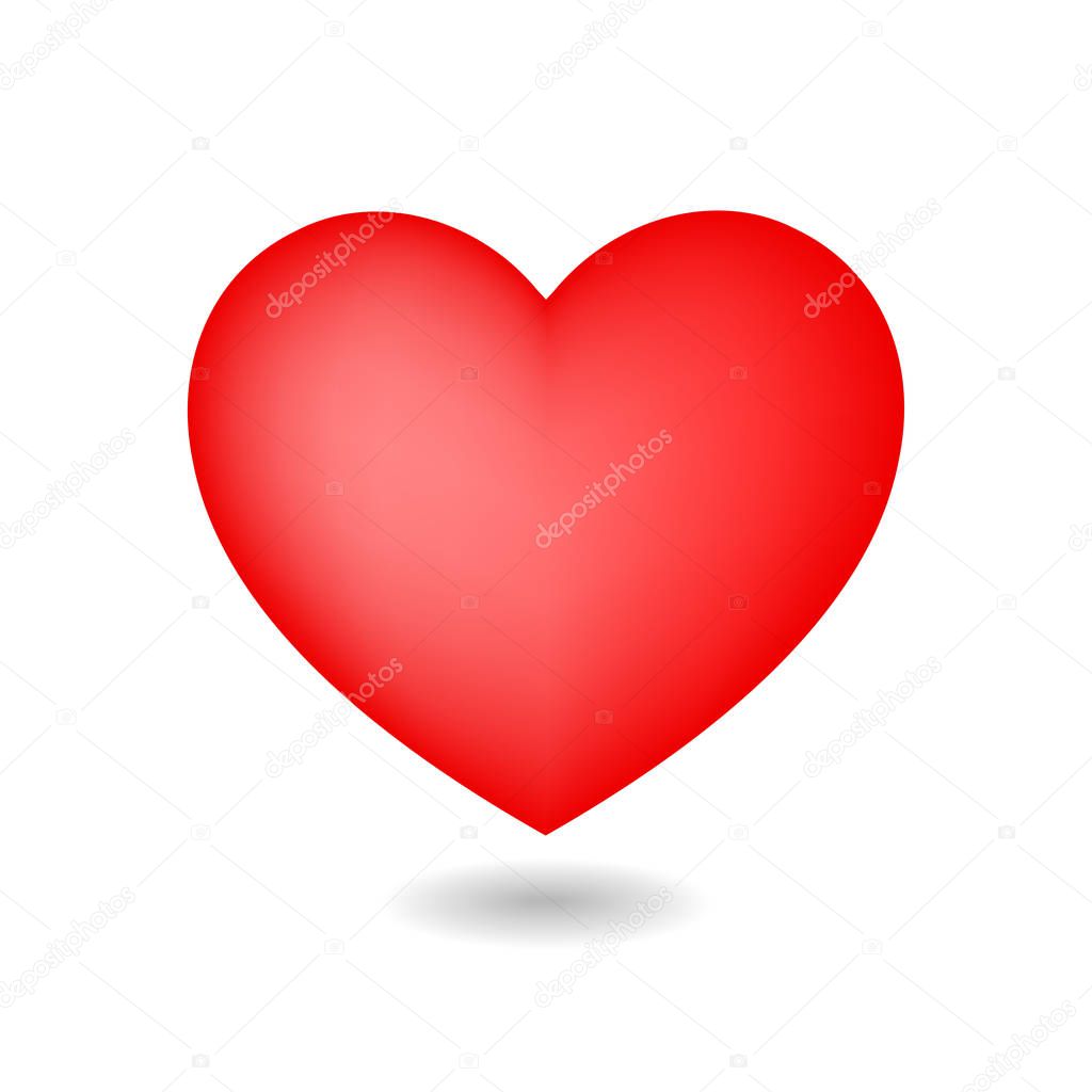 Simple red heart art isolated on white background