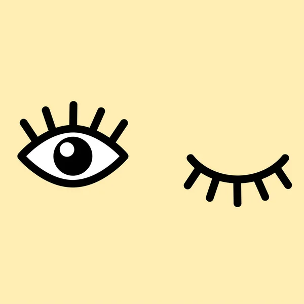 Black eyes and eyelashes icon. Vector illustration — Stock Vector