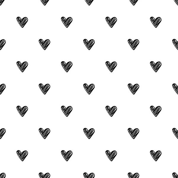 Безшовний візерунок з чорними серцями на білому тлі — стоковий вектор