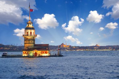 Awesome Sky and Maiden's Tower (kiz kulesi) in istanbul clipart
