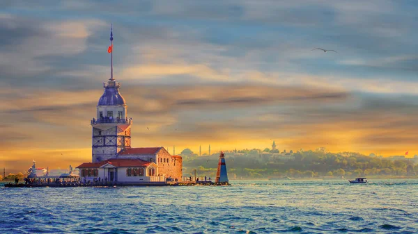 Awesome Sky Maiden Tower Kiz Kulesi Istanbul Visit Turkey Tourism — Stock fotografie