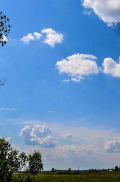 Skyscape Clouds Show Great Ukrainian Plains Desna River Casting Shadows — Stock Photo, Image