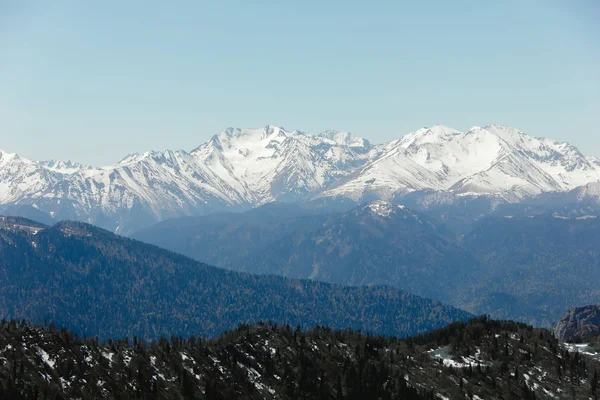 Paysage Automnal Des Montagnes Caucase Neige Sur Montagne Forêt Primitive — Photo