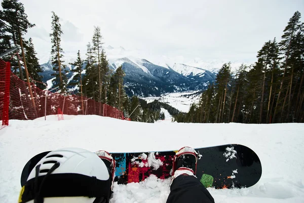 Snowboarder Pista Esqui Resort Nevado Férias Inverno — Fotografia de Stock