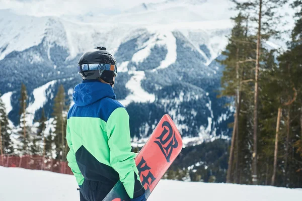 Foto Dal Retro Dell Uomo Con Snowboard — Foto Stock