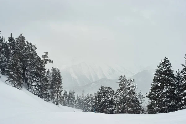Vista Ladera Esquís Panorámica Montaña Alpes — Foto de Stock
