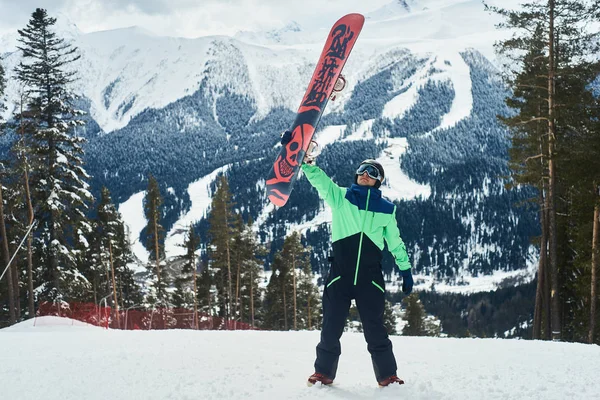 Сноубордист Лижному Трасі Сніжному Курорті Зимові Канікули — стокове фото