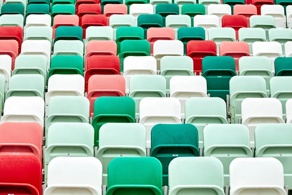 colored chairs at a football stadium