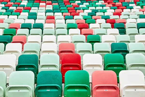 colored chairs at a football stadium