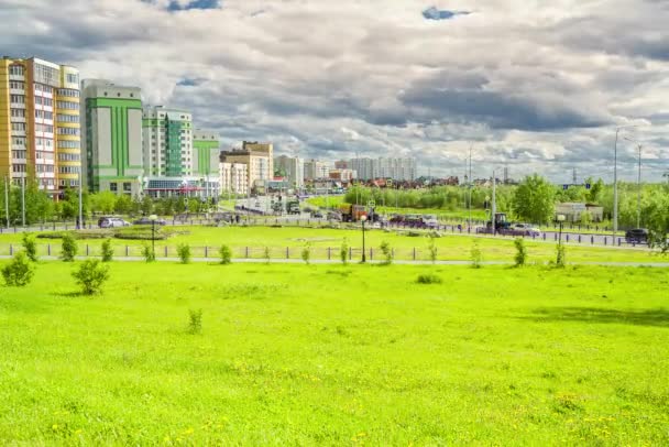 Cruce Intersección Ciudad Tráfico Tráfico — Vídeos de Stock