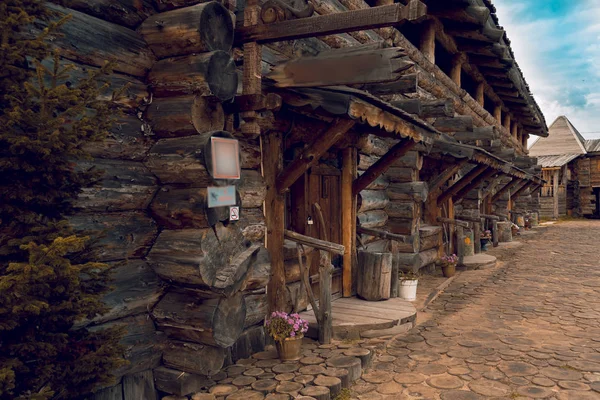 General Plan Log House Wooden Road — Stock Photo, Image