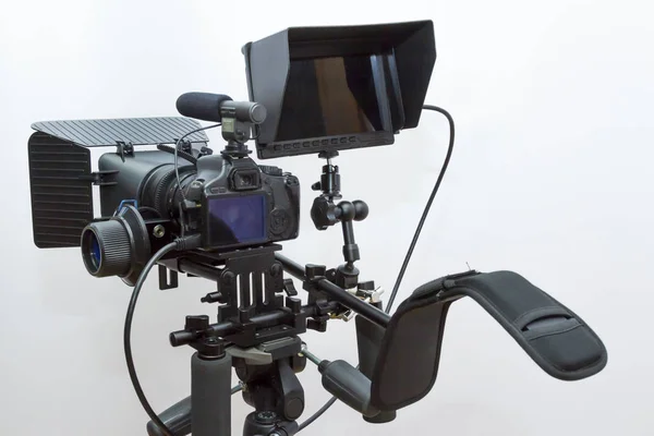 Camera Equipment Shooting Video Sound Recording Fixed Tripod — Stock Photo, Image