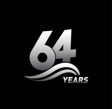 64 yıl yıldönümü logosu, dekoratif arka plan gümüş