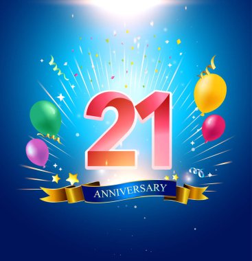 21 yaş balonları dekoratif arka plan yıldönümü mavi