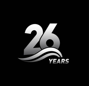 26 yıl yıldönümü logosu, dekoratif arka plan gümüş