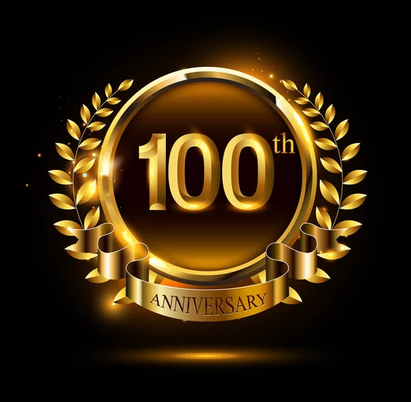 100 Ans Logo Anniversaire Sur Fond Noir — Image vectorielle