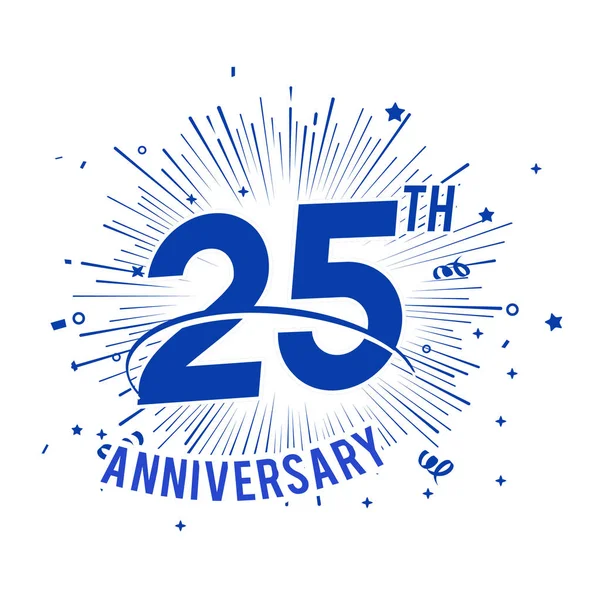 25 yıl yıldönümü logosu havai fişek ile mavi