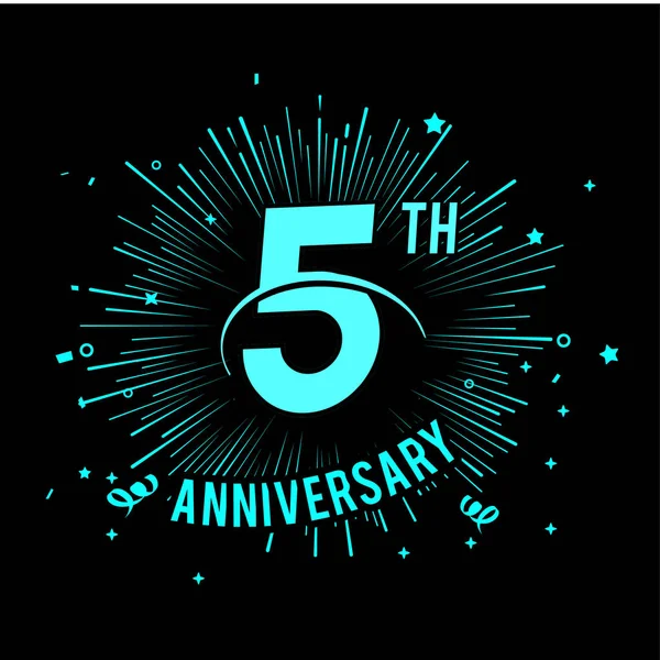 Years Blue Anniversary Logo Firework Black Background — Stock Vector