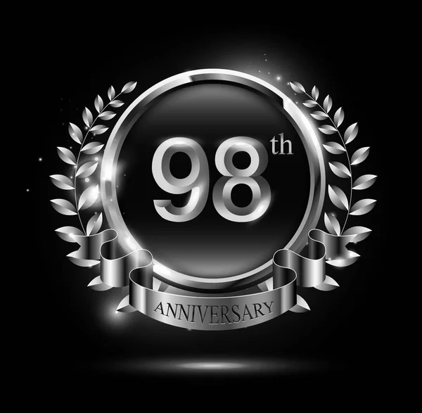 Tahun Logo Perayaan Perak Dengan Cincin Dan Pita Desain Rangkaian - Stok Vektor
