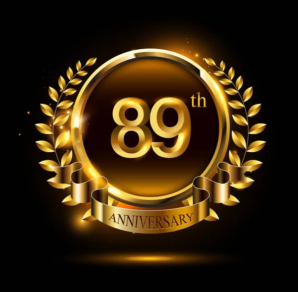 Jaar Gouden Jubileum Logo Zwarte Achtergrond — Stockvector