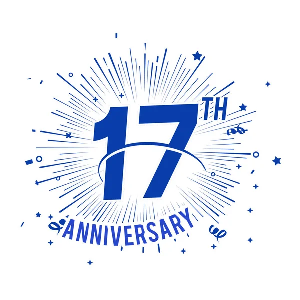 Ans Logo Anniversaire Bleu Avec Feu Artifice — Image vectorielle