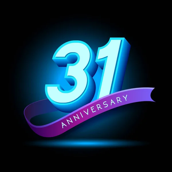 Years Anniversary Design Glow Effect Celebration Vector Template Design — Stock Vector