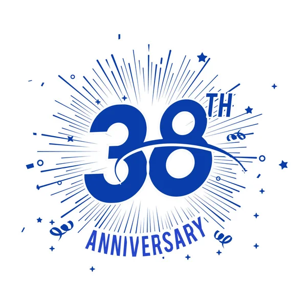 Años Logo Aniversario Azul Con Fuegos Artificiales — Archivo Imágenes Vectoriales