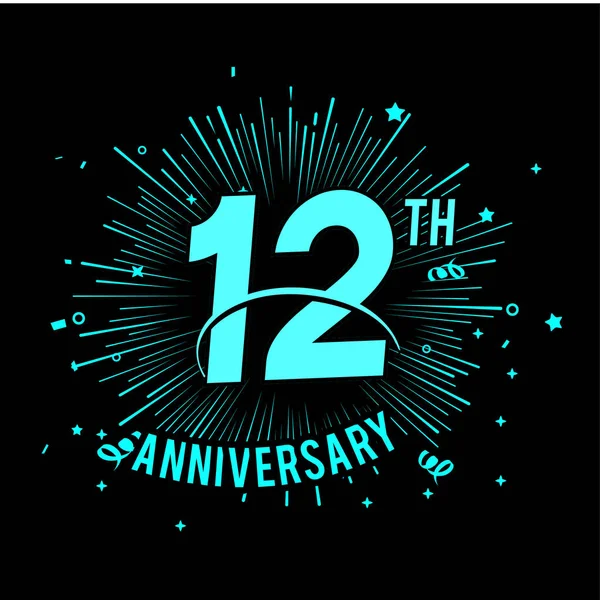 Anos Logotipo Aniversário Azul Com Fogo Artifício Fundo Preto —  Vetores de Stock