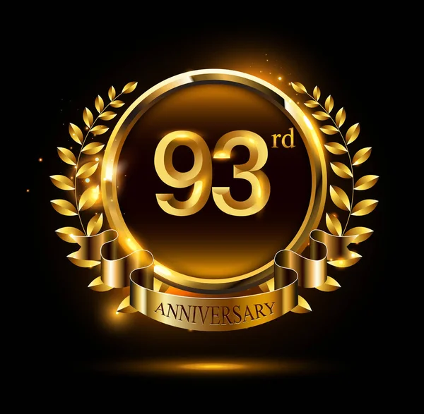 Tahun Logo Ulang Tahun Emas Latar Belakang Hitam - Stok Vektor