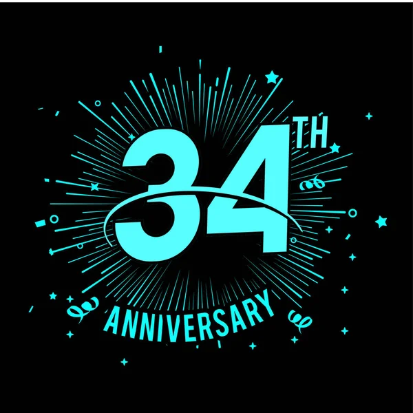 Anos Logotipo Aniversário Azul Com Fogo Artifício Fundo Preto —  Vetores de Stock